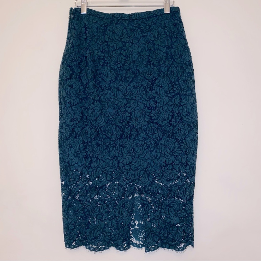 H&M lace green pencil skirt